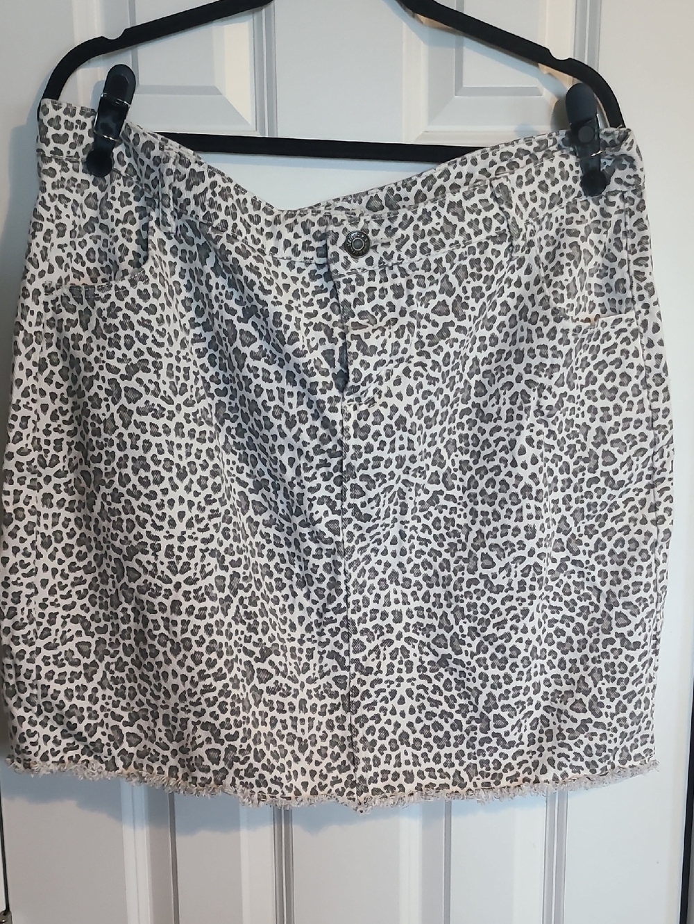 White and Gray Leopard Print Women's Skirt